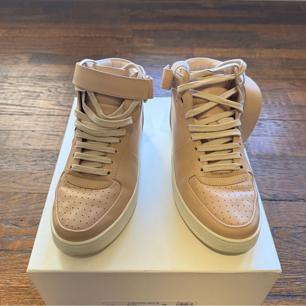 CÉLINE High-Top Leather Strap Sneakers “Powder” 35mm EU 38 (US 7.5–8)